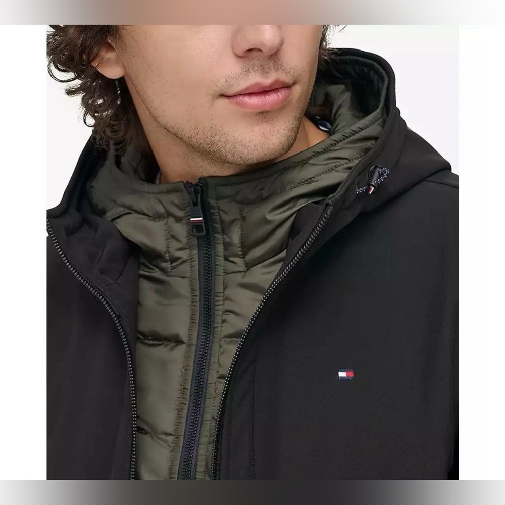 Tommy Hilfiger Black Hooded Bomber Jacket - Picture 2 of 12